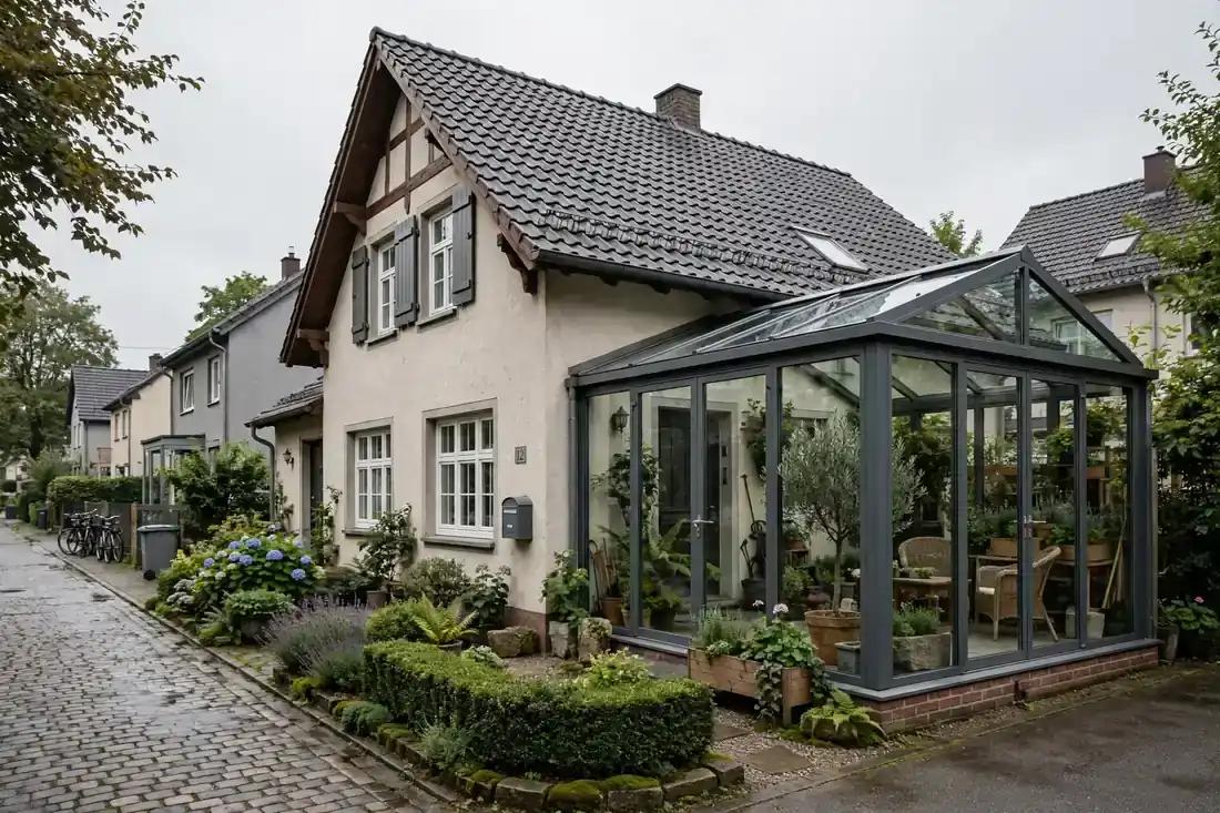 Einfamilienhaus in einer ruhigen Wohnstraße mit angebautem Glaswintergarten